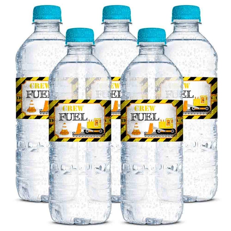 Amanda Creation Crew Fuel Construction Site Birthday Party Waterproof Water Bottle Sticker Wrappers, 20 1.75" x 8.5" Wrap Around Labels by AmandaCreation - Image 4